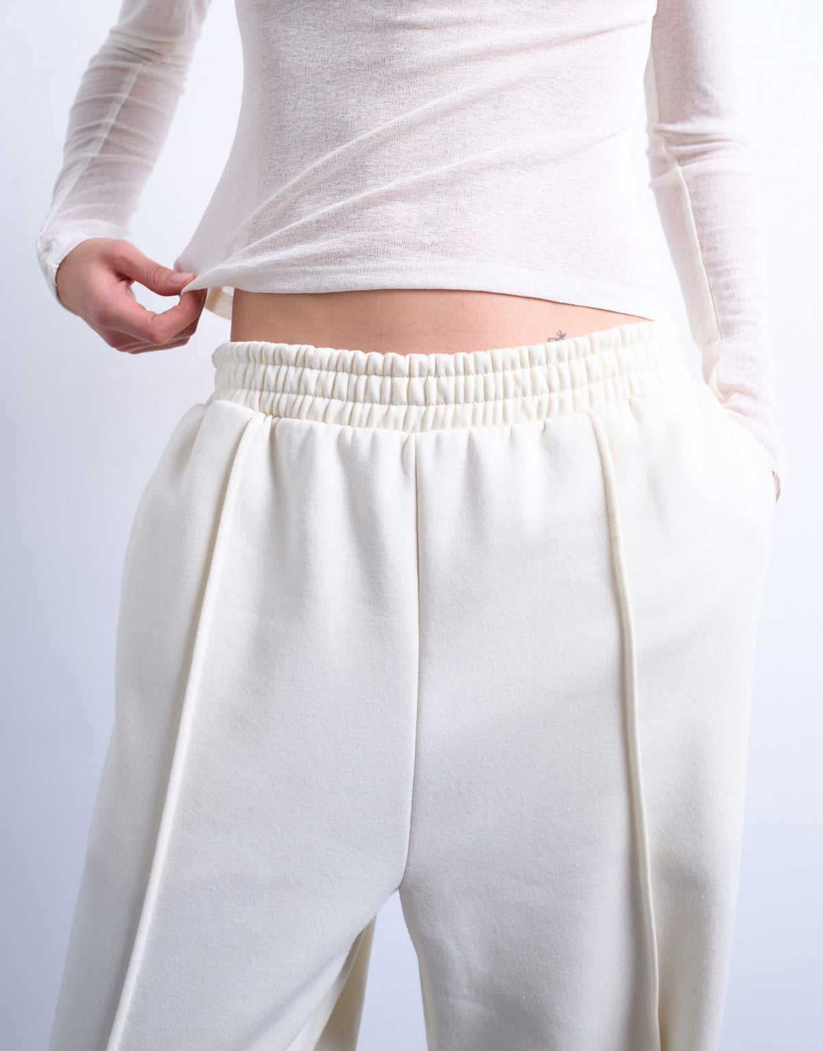 Topshop pintuck cuffed jogger in ecru
