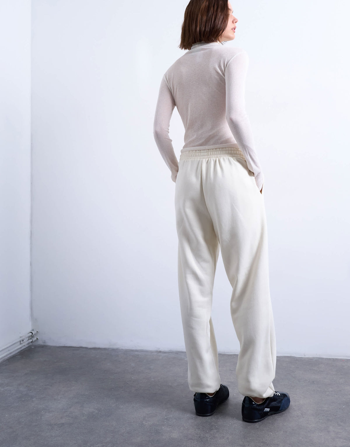 Topshop pintuck cuffed jogger in ecru