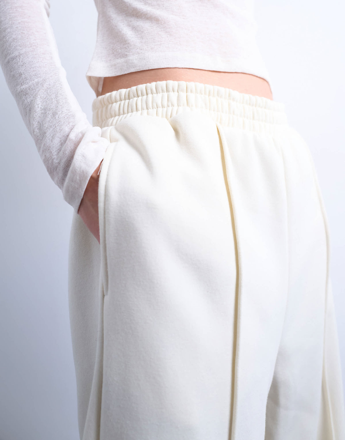 Topshop pintuck cuffed jogger in ecru