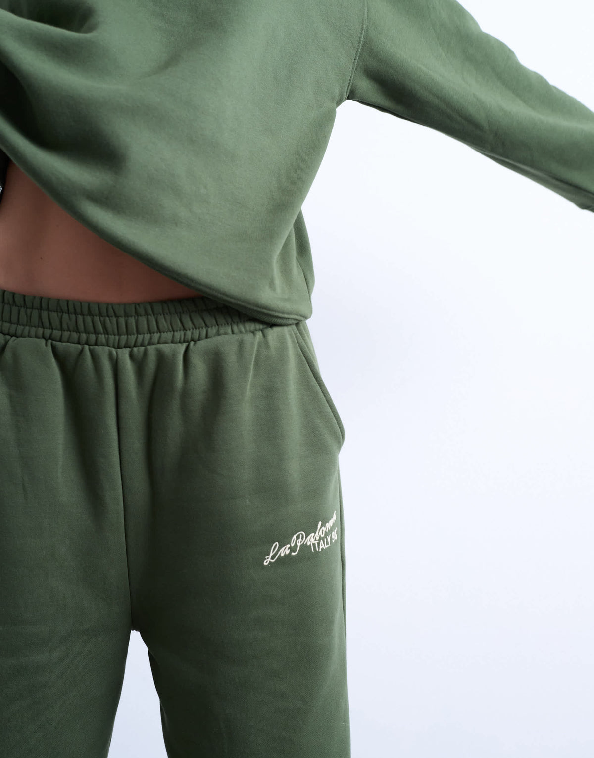 Topshop la paloma embroidered straight jogger co-ord in green