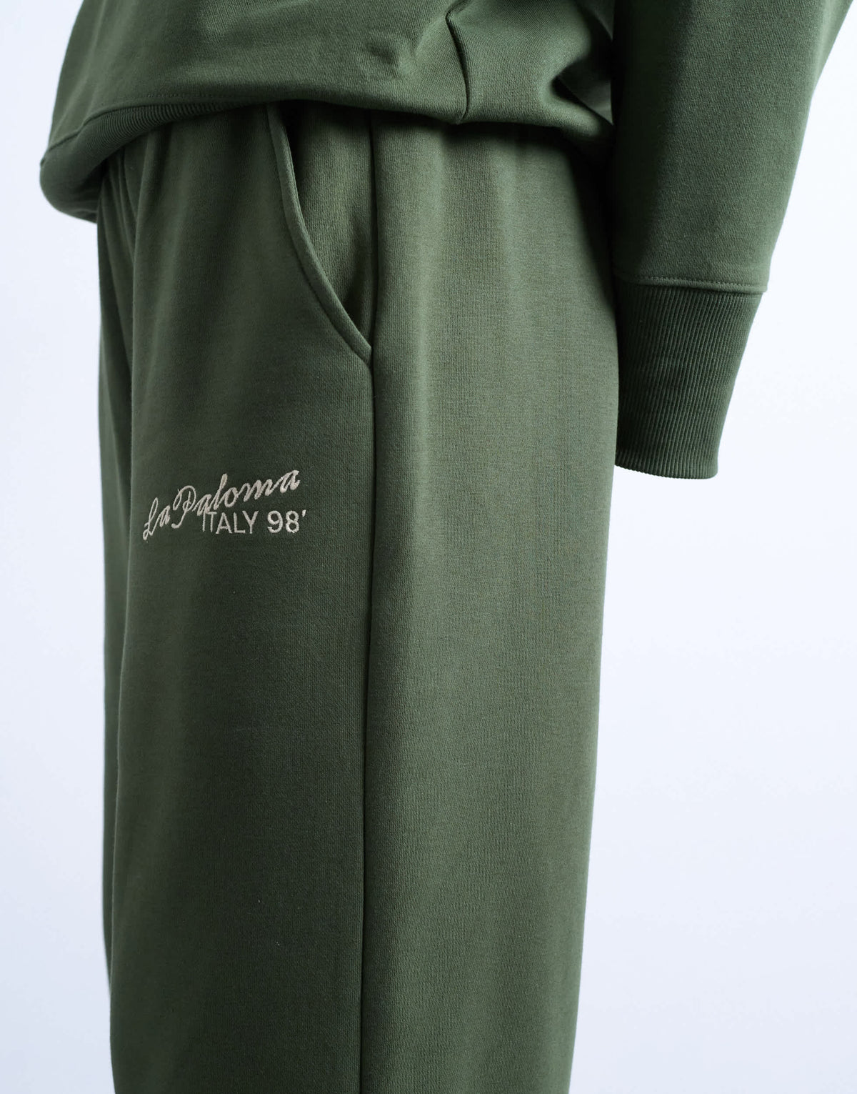 Topshop la paloma embroidered straight jogger co-ord in green