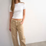 Topshop Barrel Jeans mit mittelhohem Bund in verwaschenem Beige