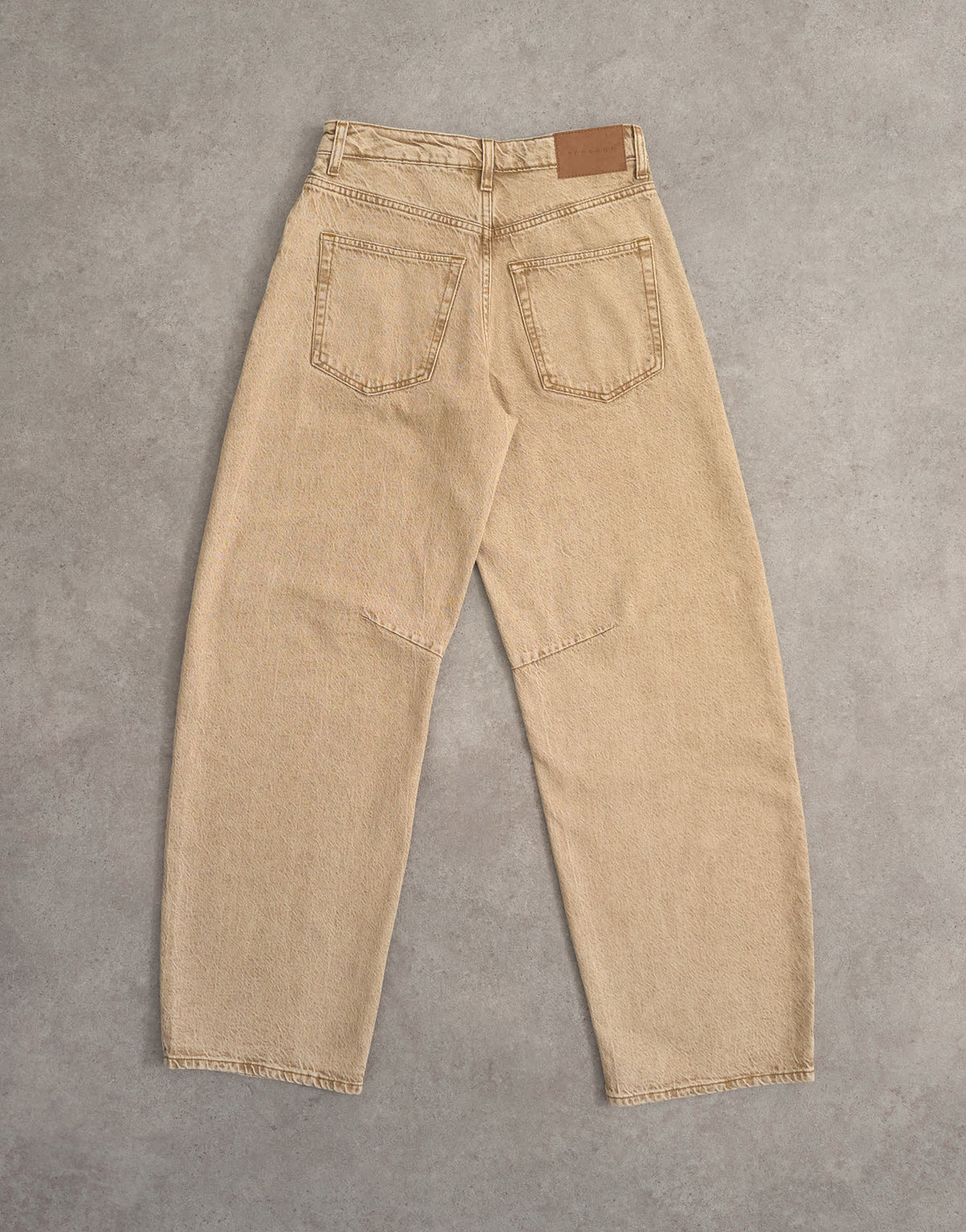 Topshop Barrel mid rise jeans in washed beige