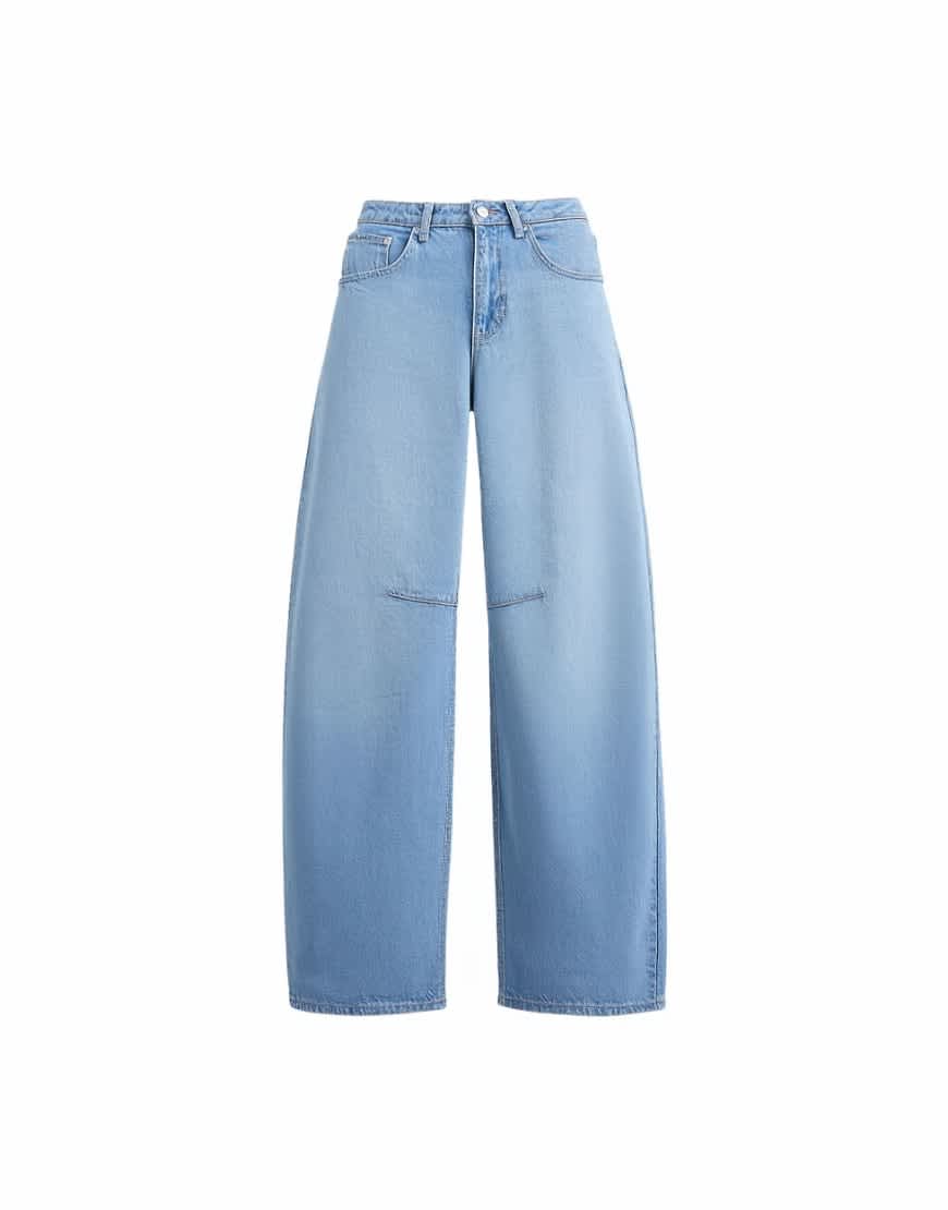 Topshop Barrel mid rise jean in bleach
