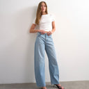 Topshop Barrel mid rise jean in bleach