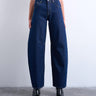 Topshop Barrel Jeans mit mittelhohem Bund in Indigoblau