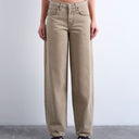 Topshop Cinch Low Rise Relaxed Jeans in Latte