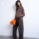 Jean Topshop Column taille mi-haute marron craquelé