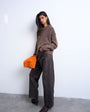 Topshop Column mid rise jean in brown crackle