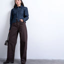 Topshop Column mid rise jean in brown rinse