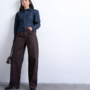 Jean Topshop Column taille mi-haute, délavé marron