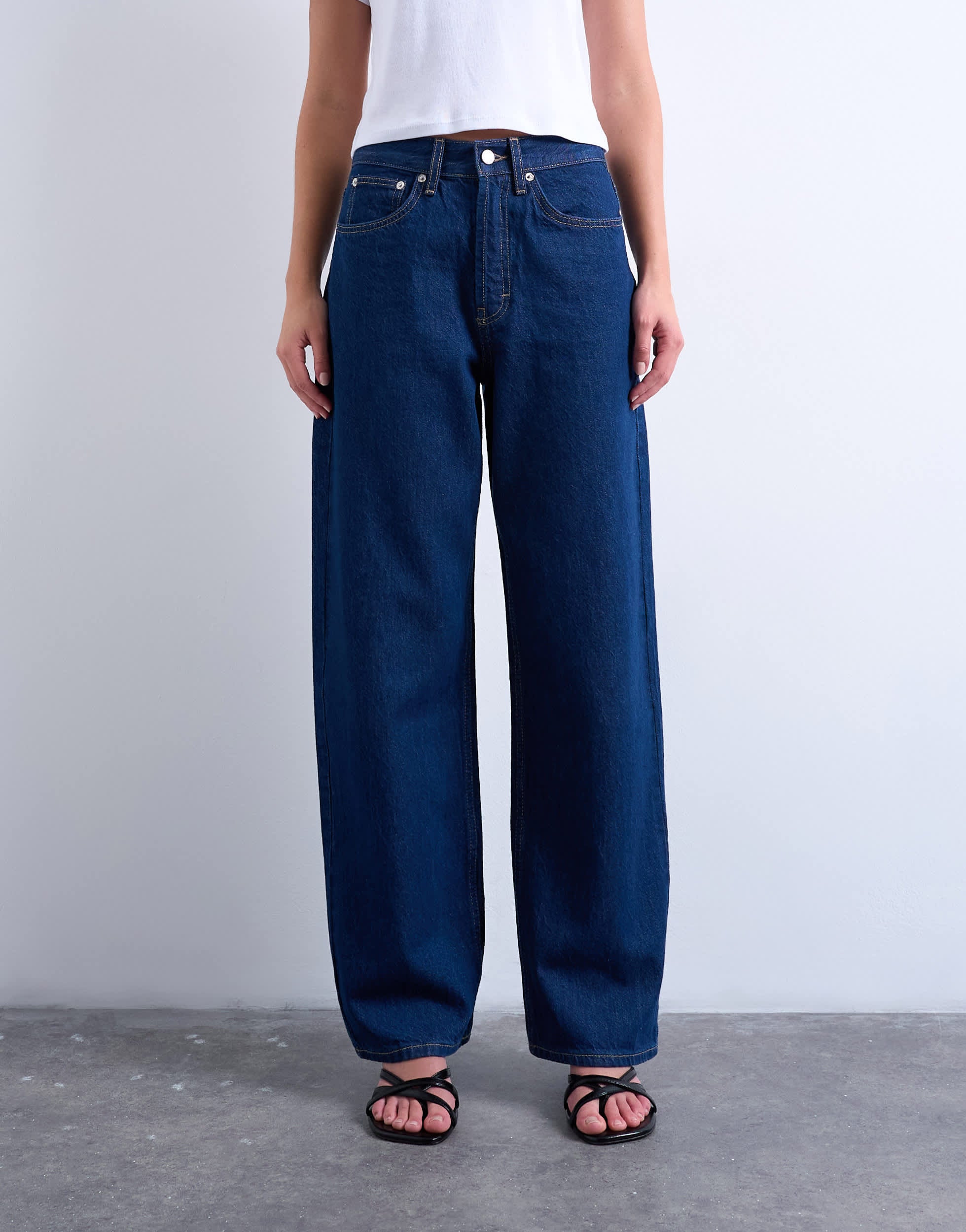 Jean Topshop Column taille mi-haute, délavé indigo