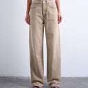 Topshop Column mid rise jean in washed beige