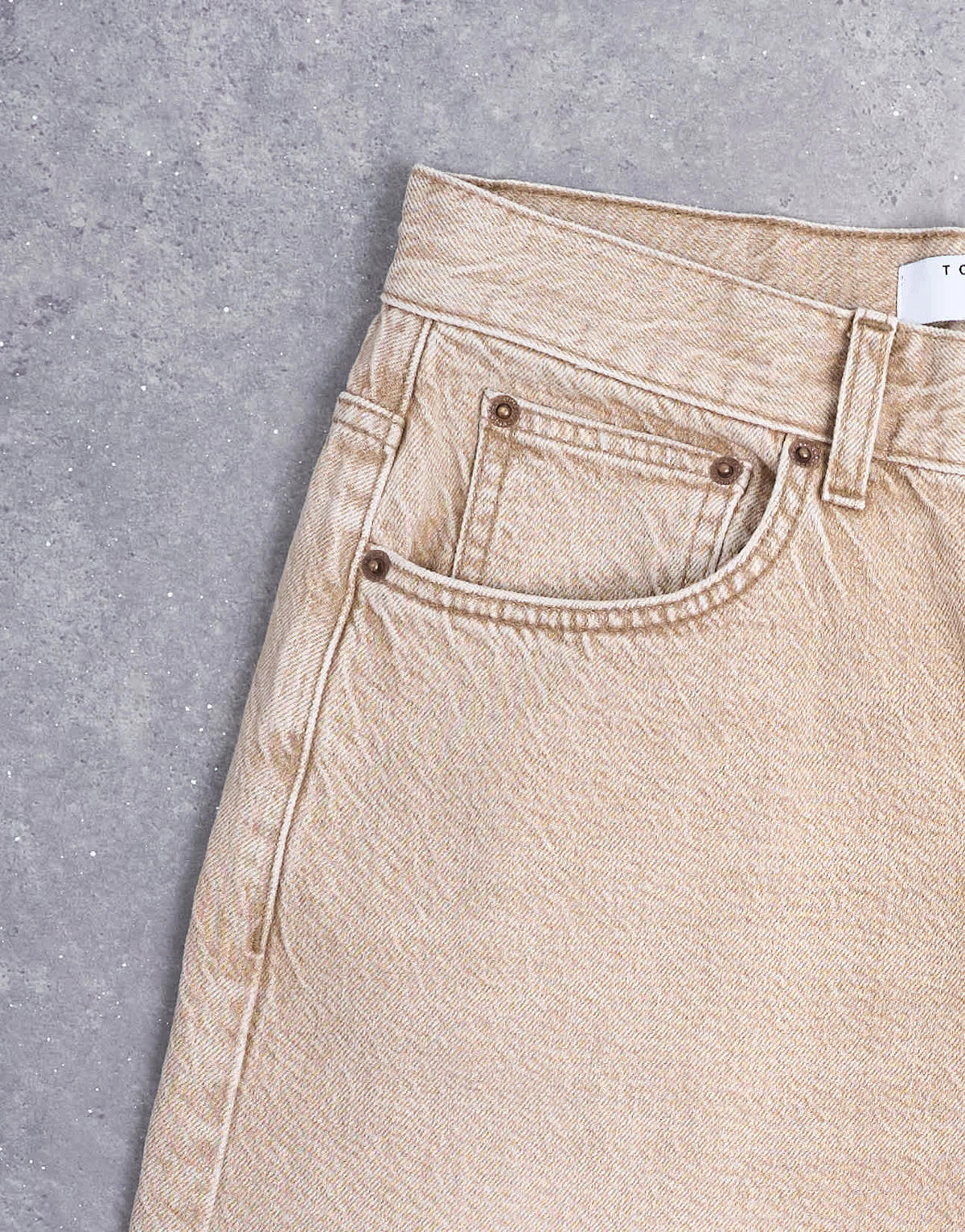 Topshop Column mid rise jean in washed beige