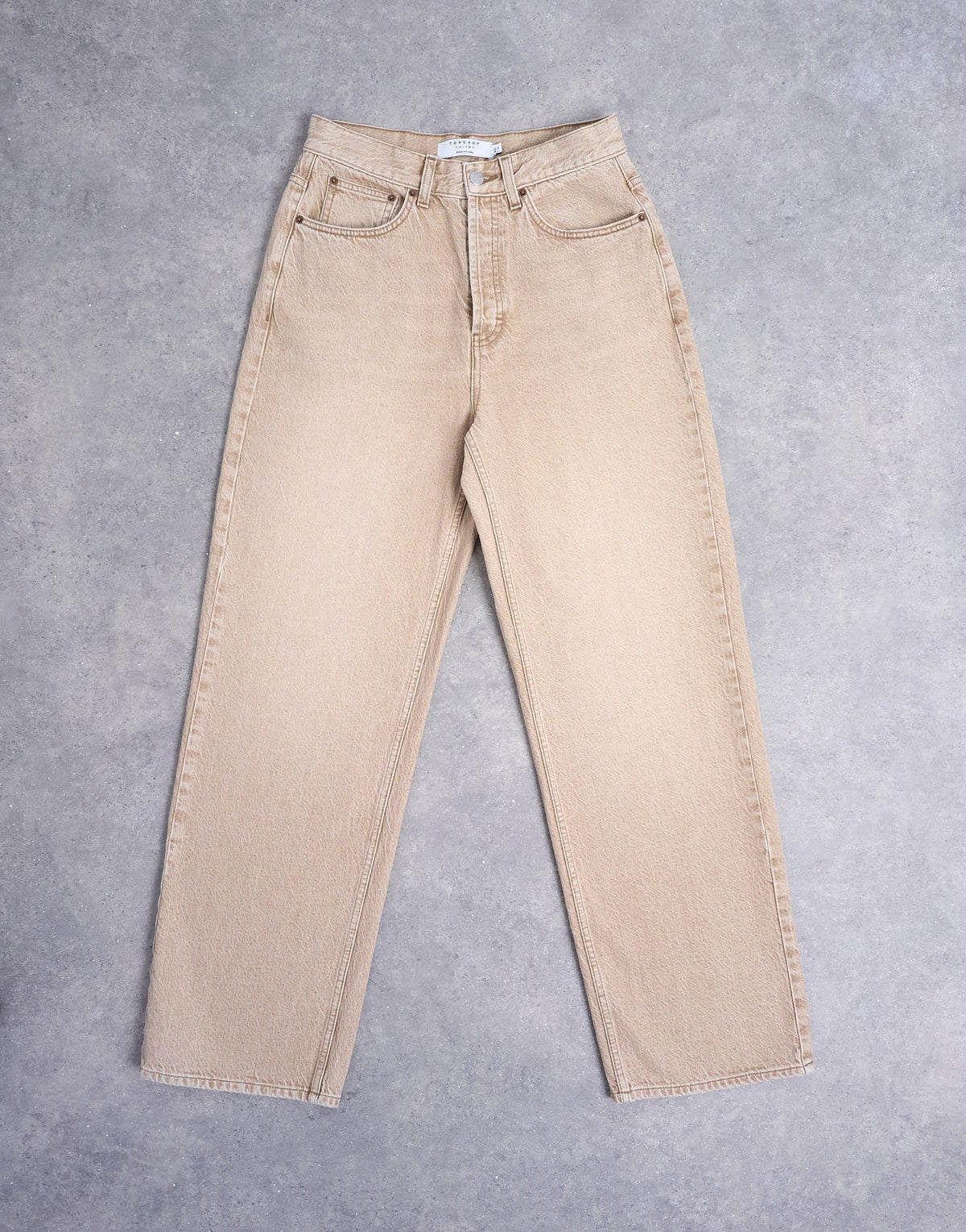 Topshop Column mid rise jean in washed beige