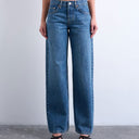 Topshop Ember low rise straight leg jean in vintage blue