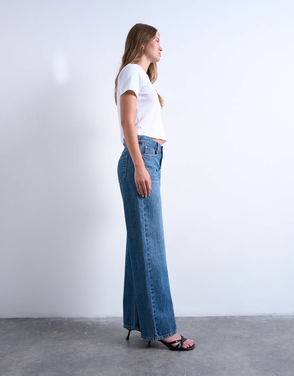 Topshop low rise straight leg jean in vintage blue