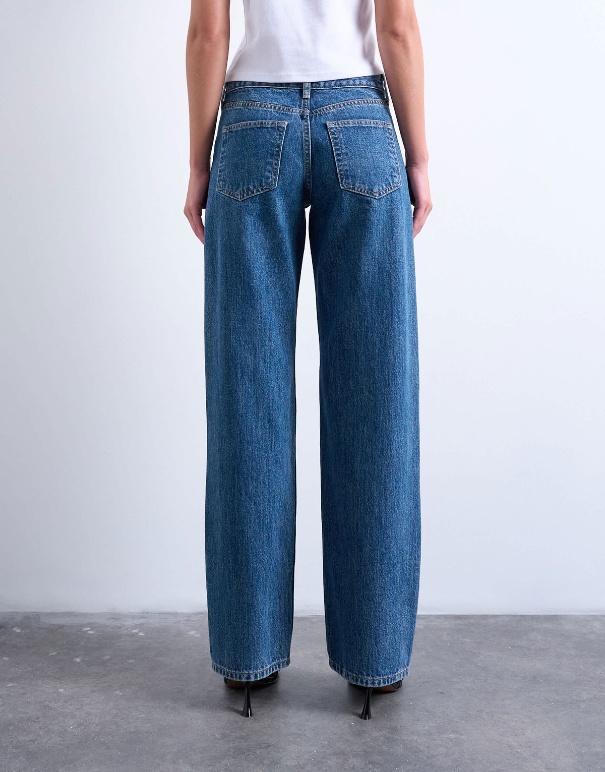 Topshop low rise straight leg jean in vintage blue