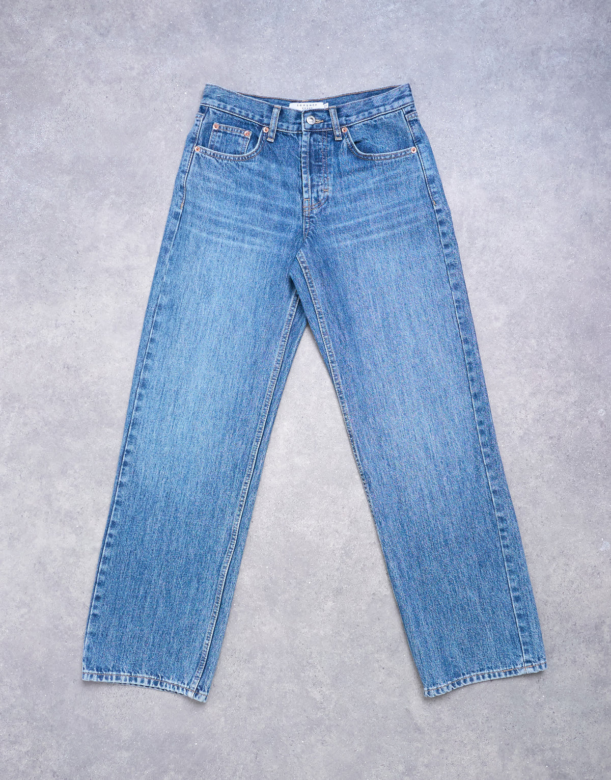Topshop low rise straight leg jean in vintage blue