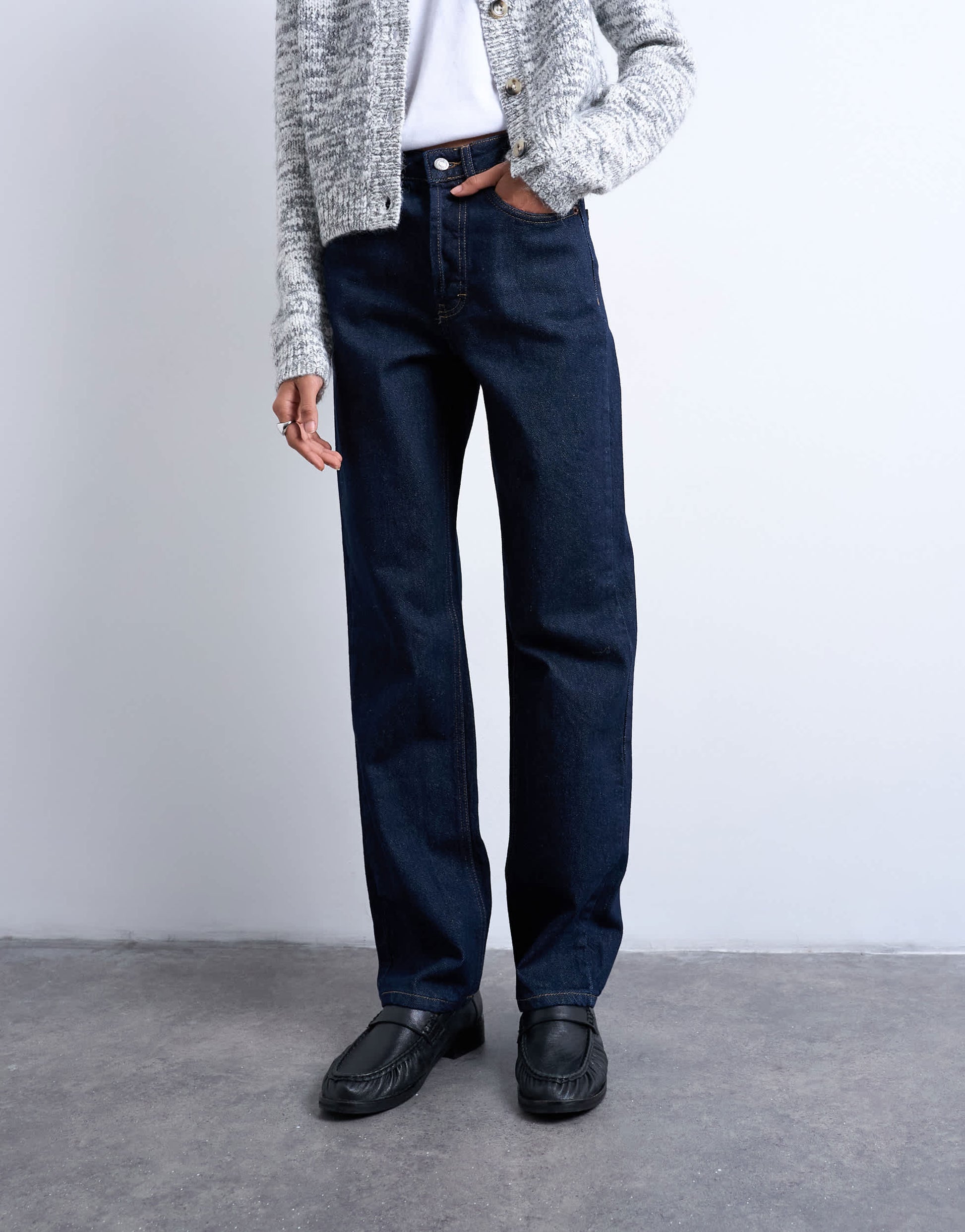 Topshop Kort high rise straight jean in indigo rinse