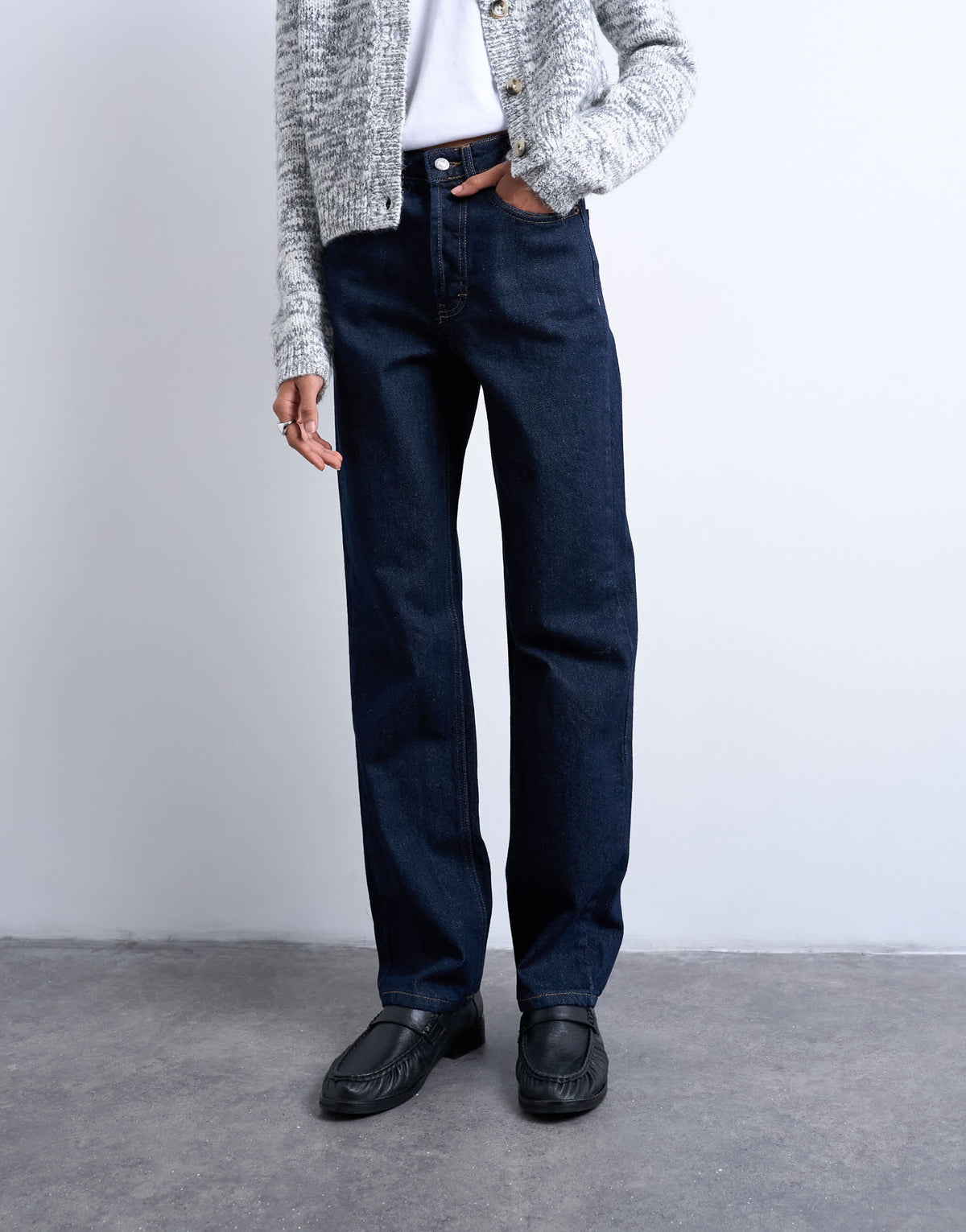 Topshop Kort high rise straight jean in indigo rinse