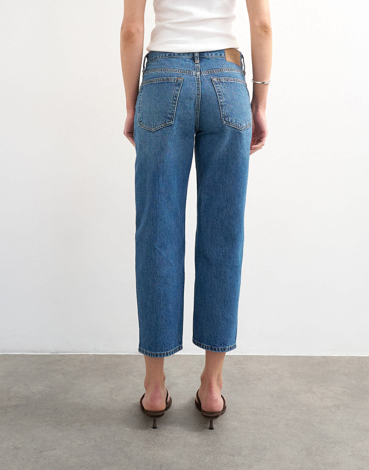 Topshop Runway mid rise straight cropped jean in vintage blue