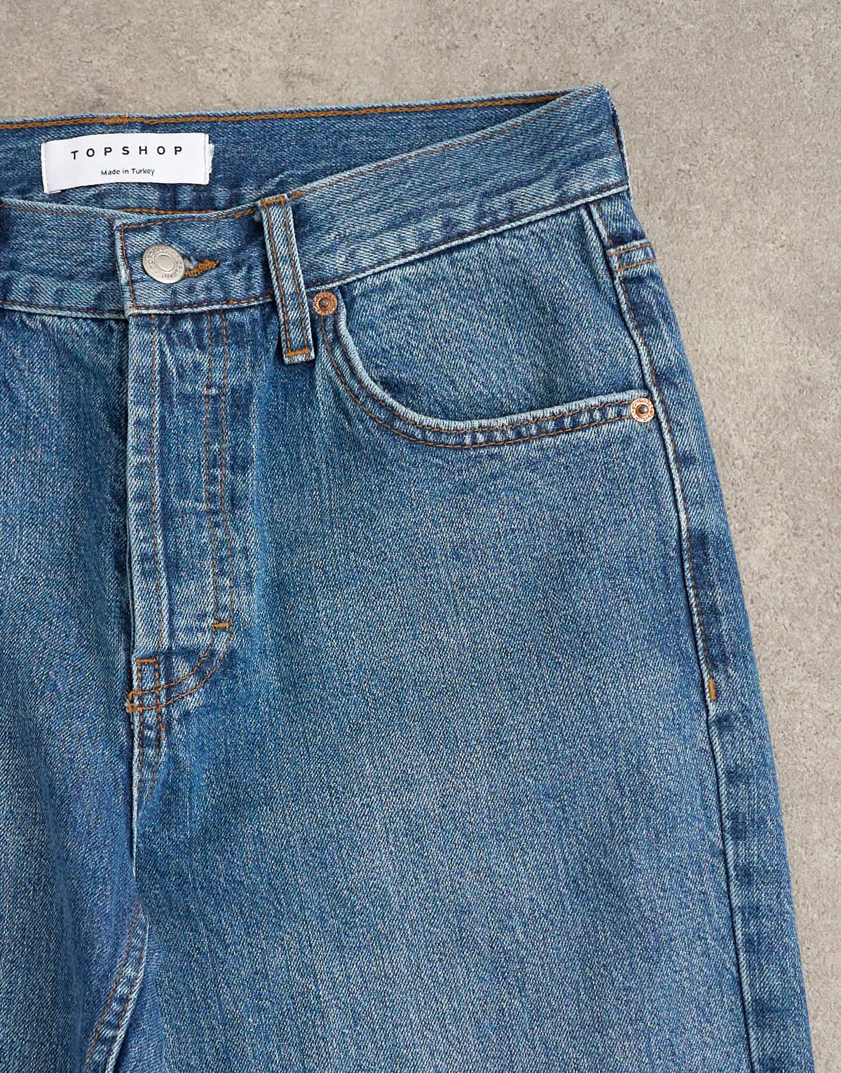 Topshop Runway mid rise straight cropped jean in vintage blue