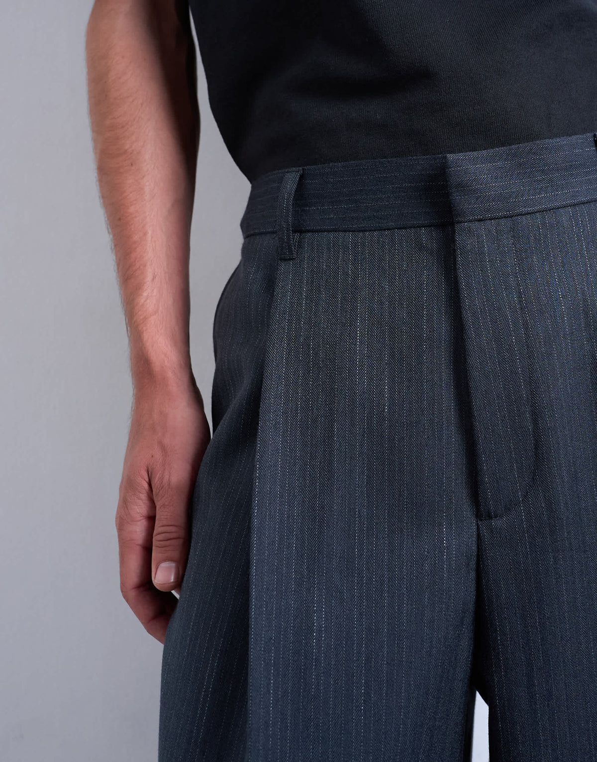 Topman wide leg pleated stripe trouser in grey