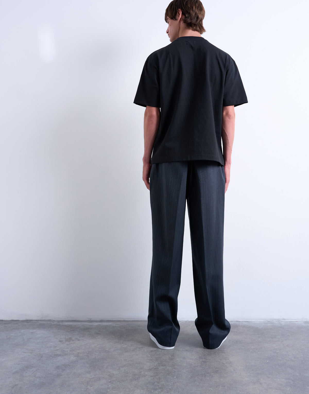 Topman wide leg pleated stripe trouser in grey