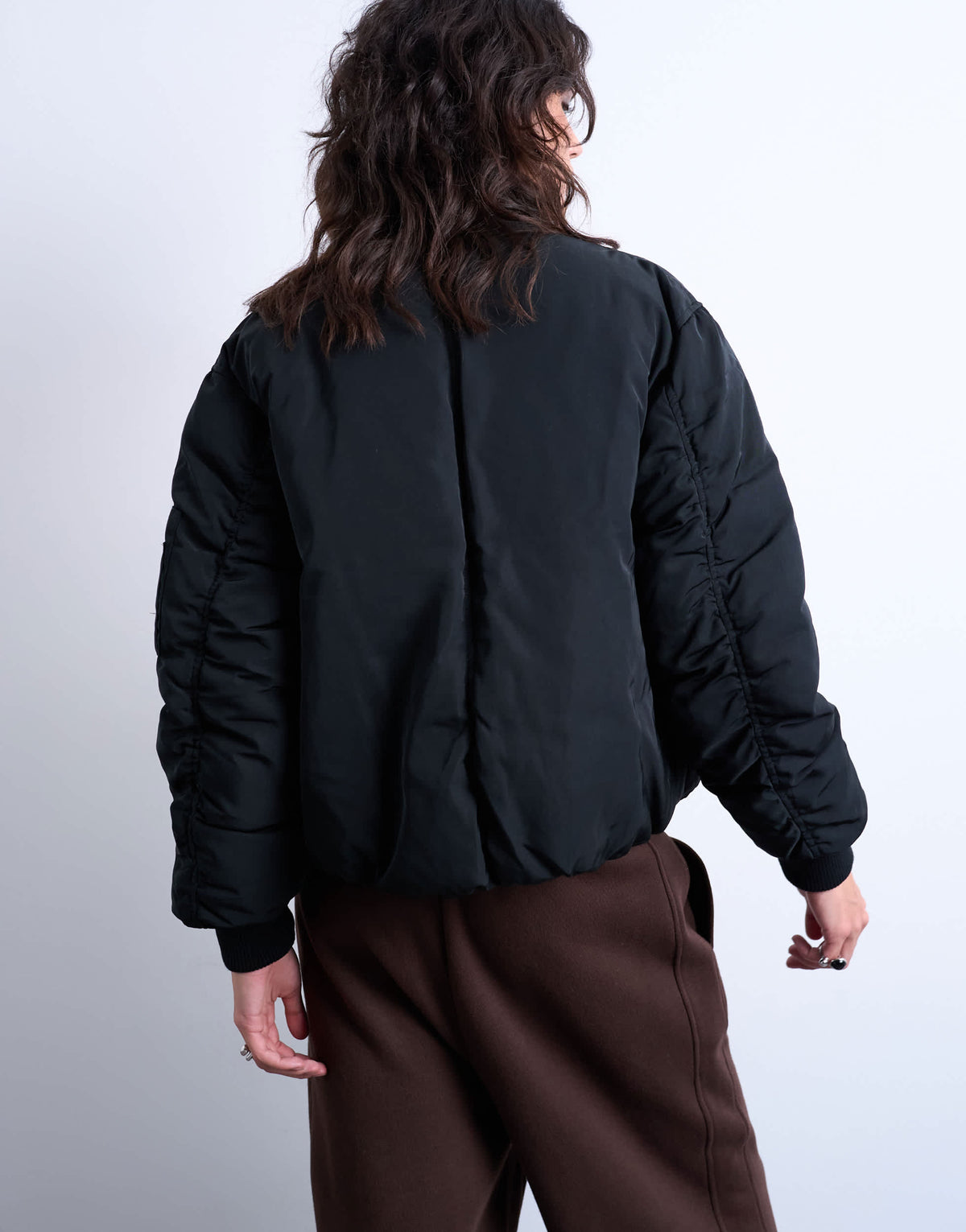 Topshop padded hybrid bomber jacket in black