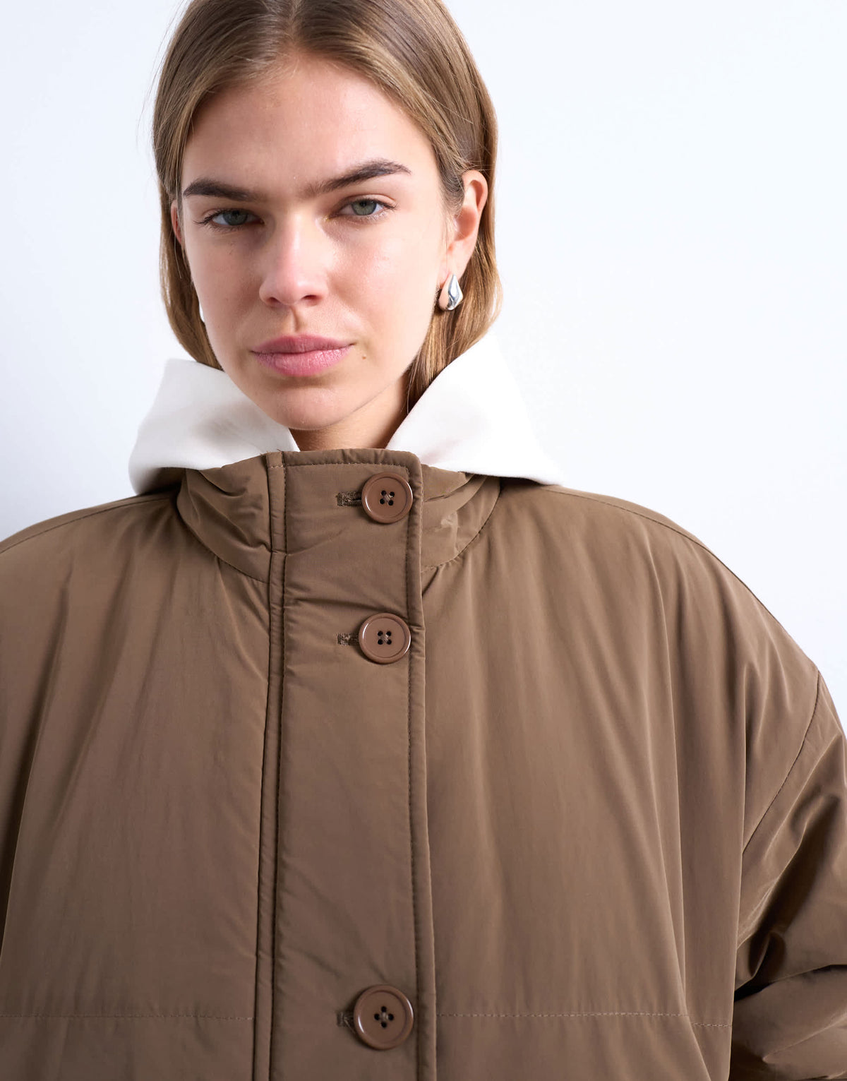 Topshop hybrid padded jacket in mushroom