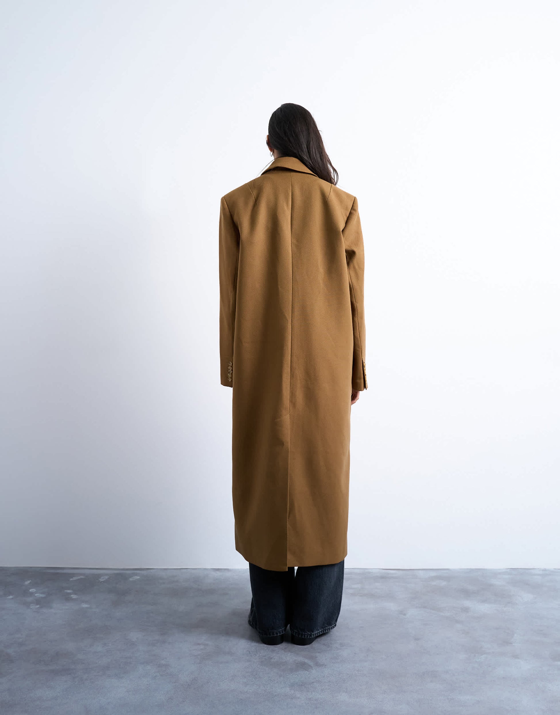 Topshop chuck on tailored 6 button formal coat in tan