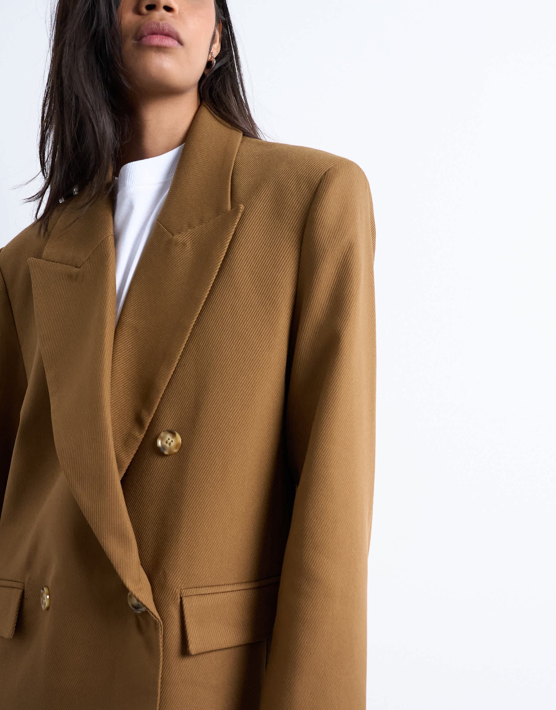 Topshop chuck on tailored 6 button formal coat in tan