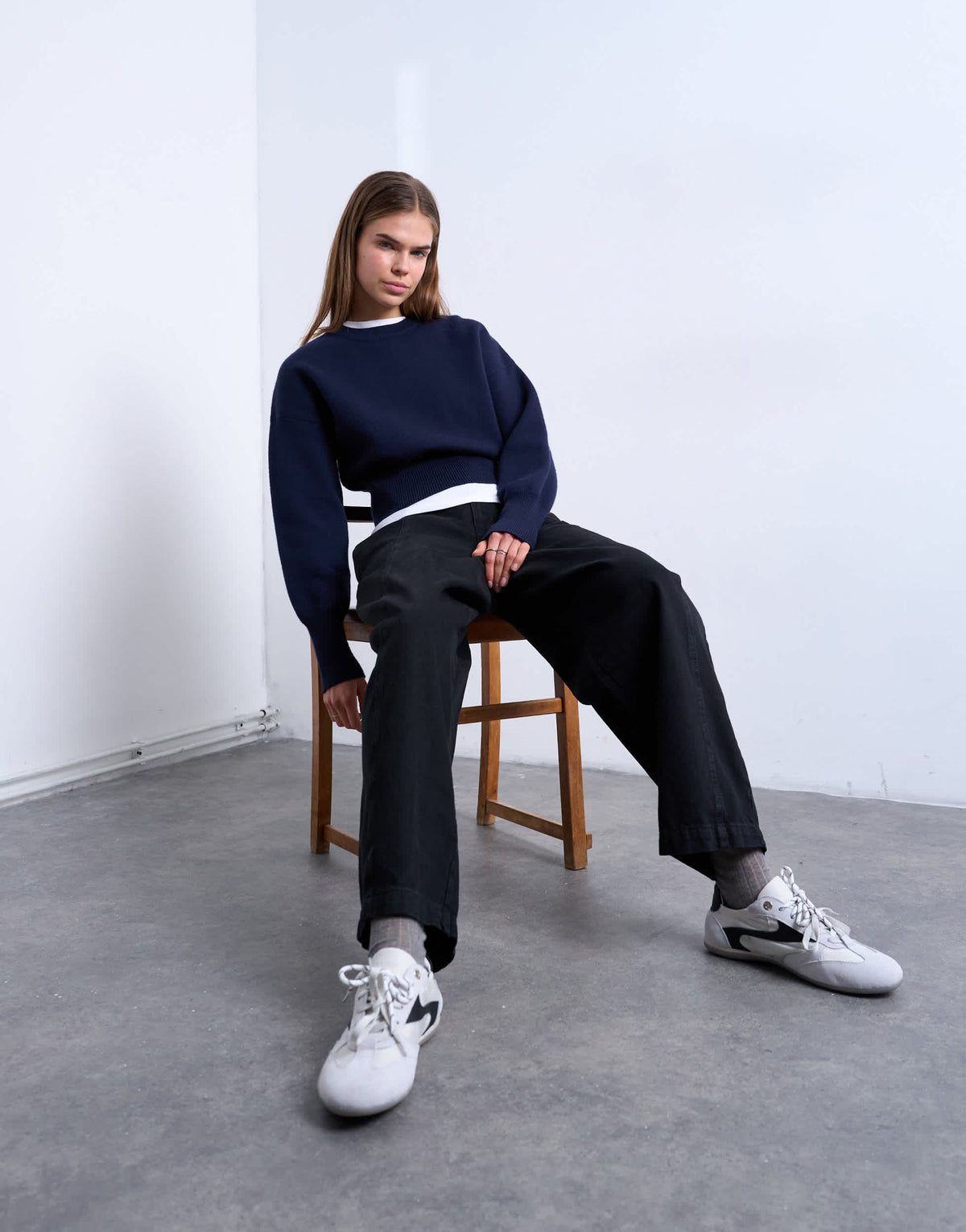 Topshop front seam detail balloon twill trouser in black