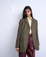 Topshop 3 button mensy blazer in heritage check in green