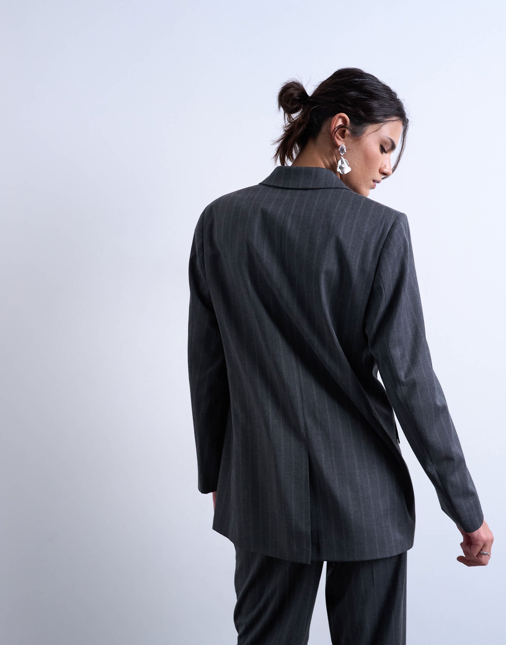 Topshop 3 button mensy pinstripe blazer co-ord in charcoal
