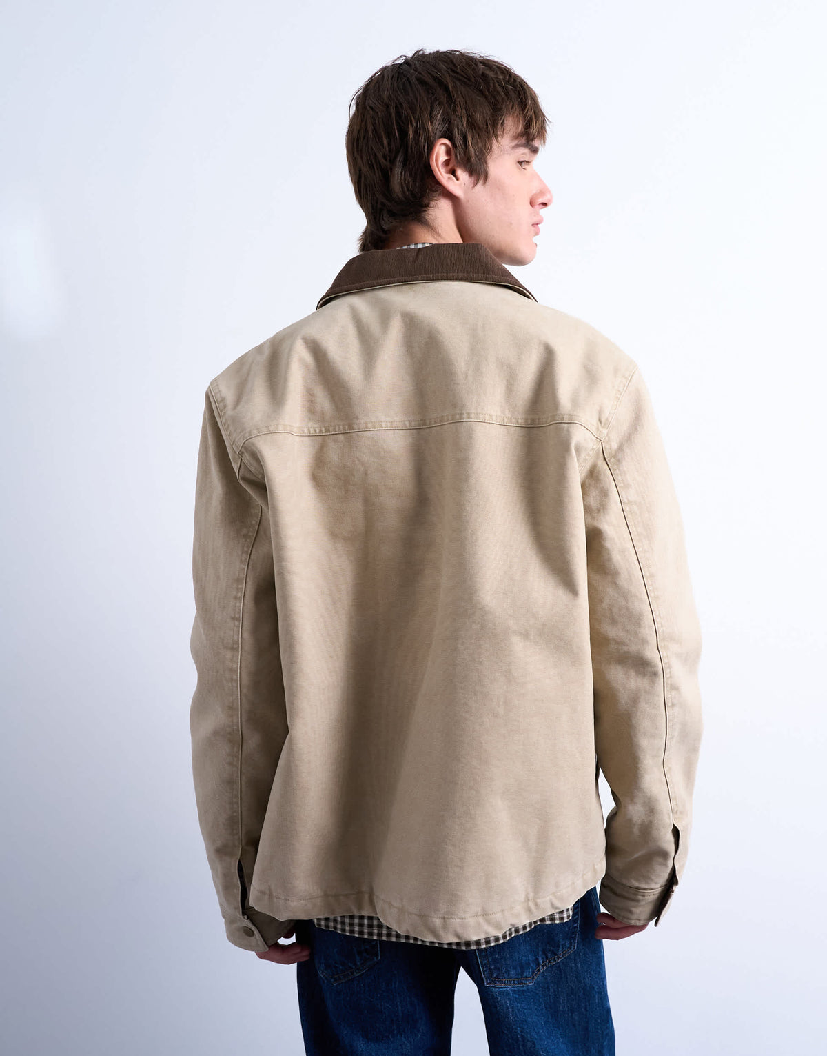 Topman padded canvas jacket in washed stone