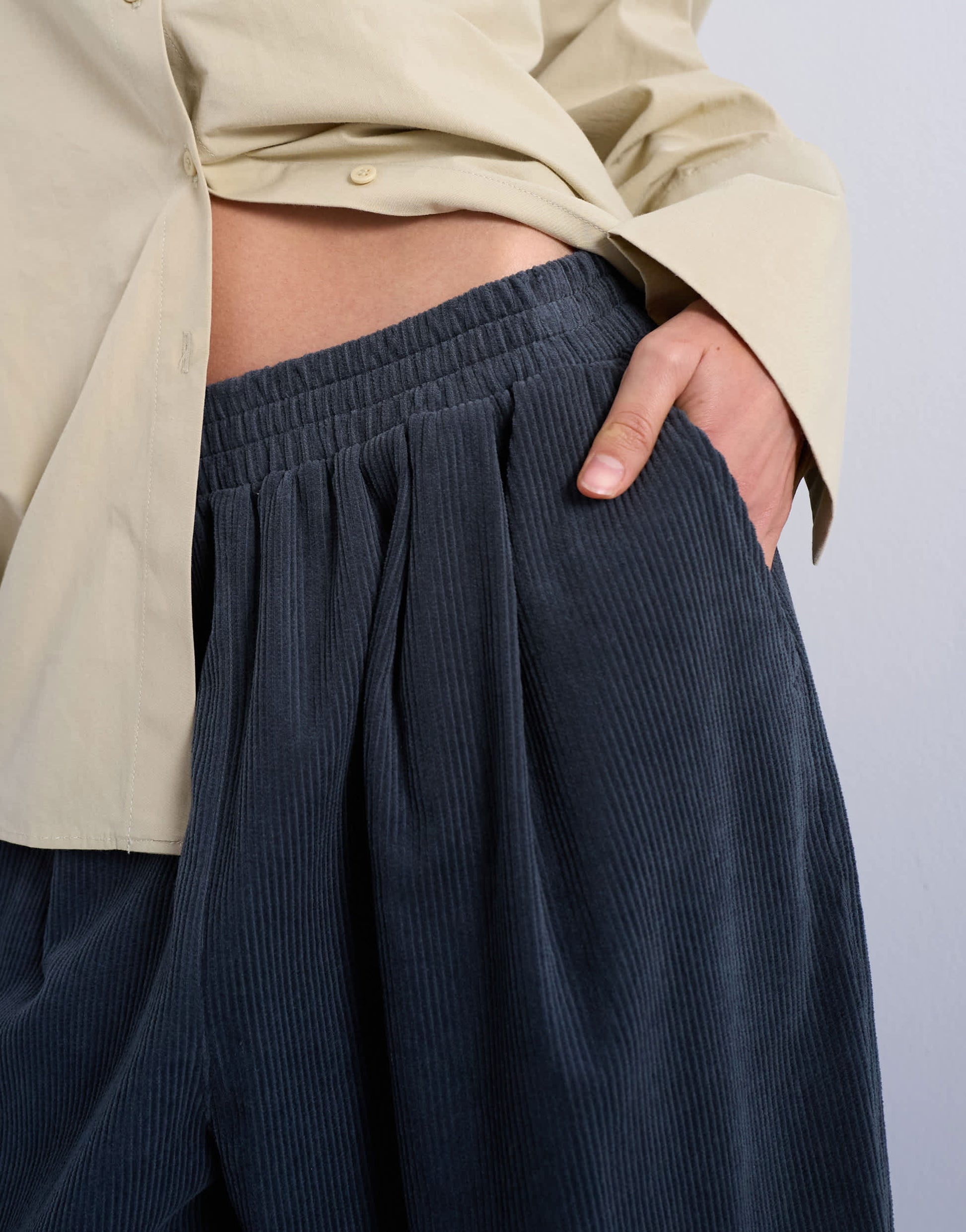 Topshop cord wide leg awkward length trouser in slate