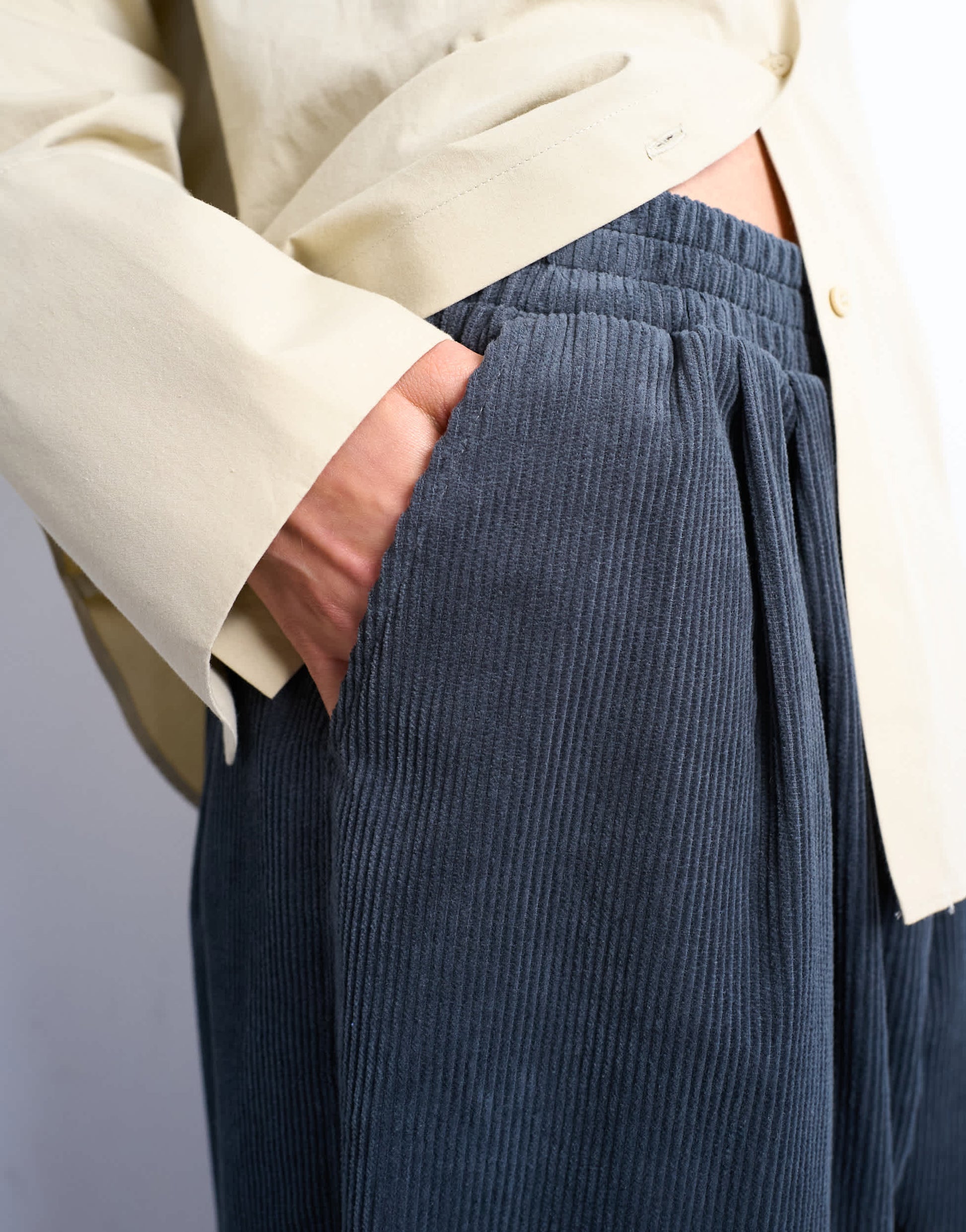 Topshop cord wide leg awkward length trouser in slate