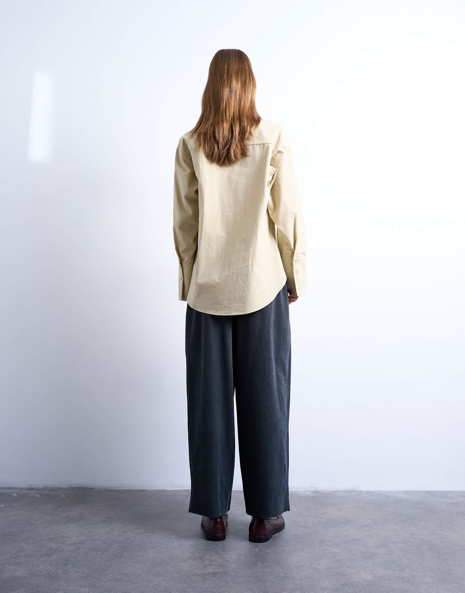 Topshop cord wide leg awkward length trouser in slate