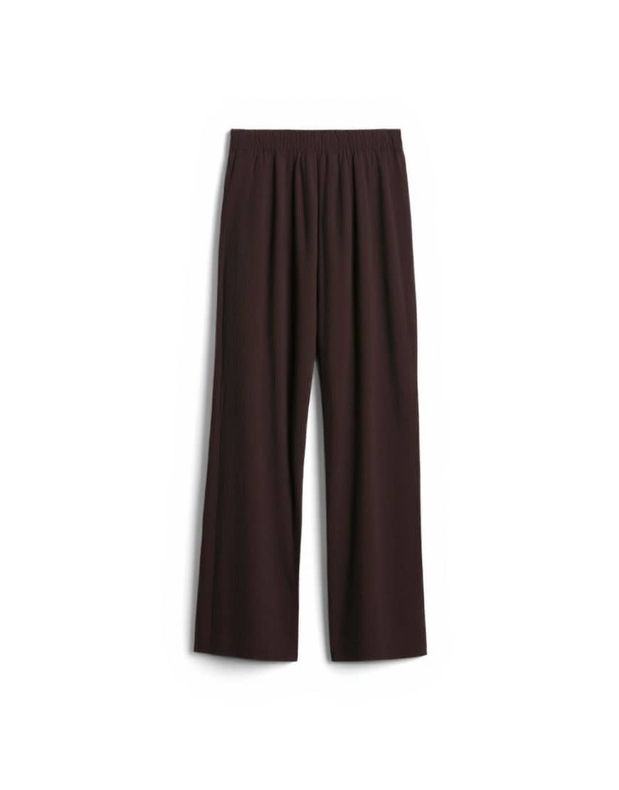 Topshop cord wide leg awkward length trouser in brown