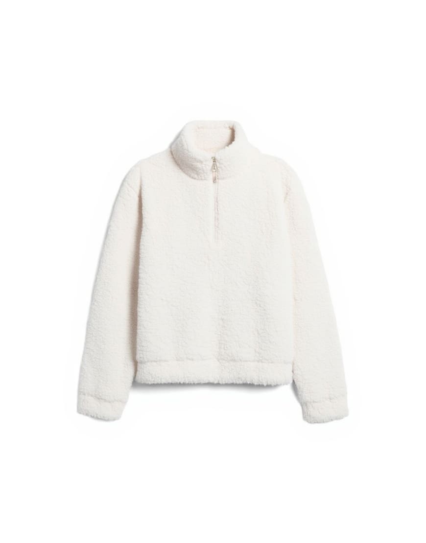 Topshop borg quarter zip top in ecru