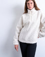 Topshop borg quarter zip top in ecru
