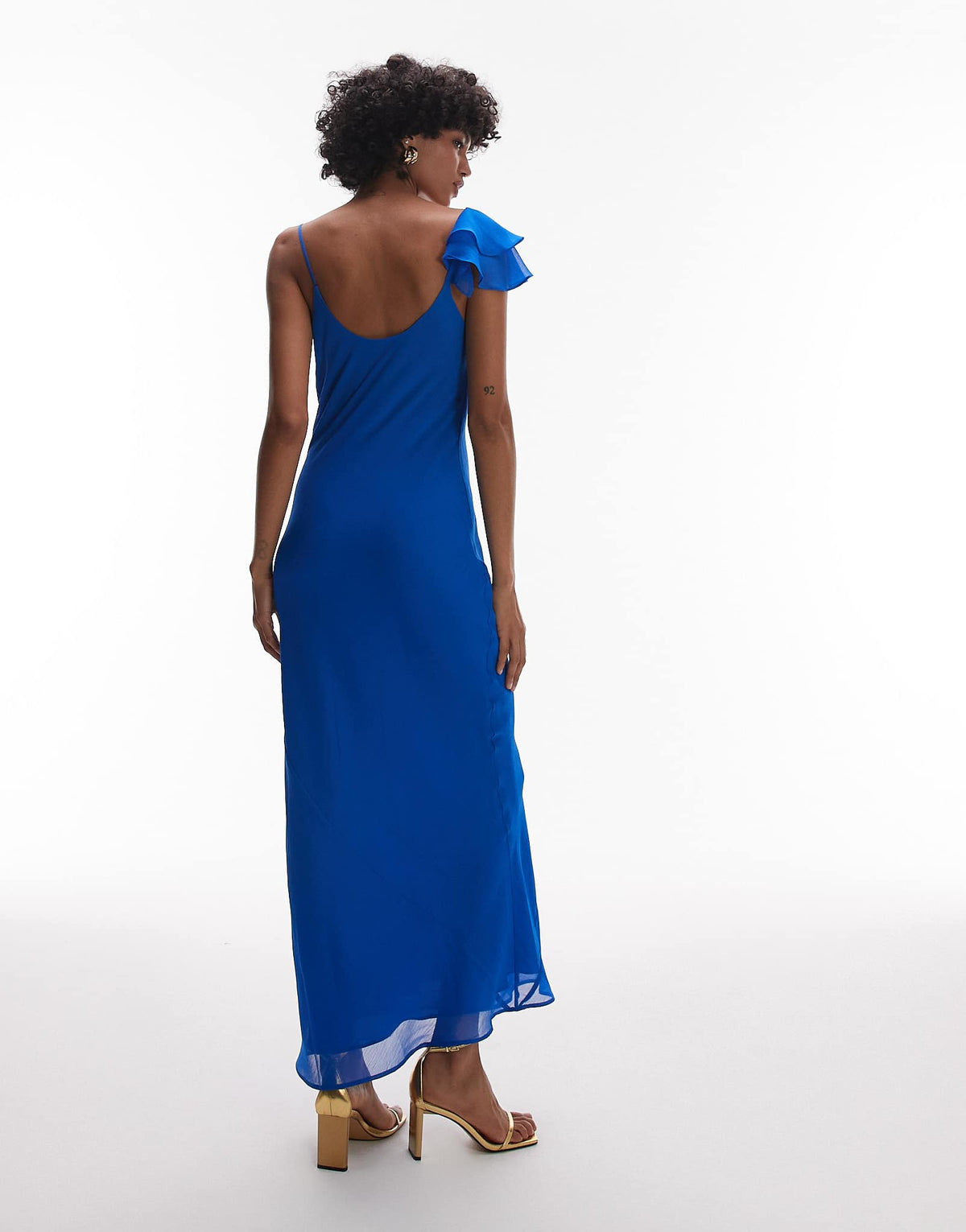 Tophop flutter sleeve midi occasion in cobalt chiffon