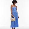 Topshop seamed detail midi bandeau dress in dusty blue