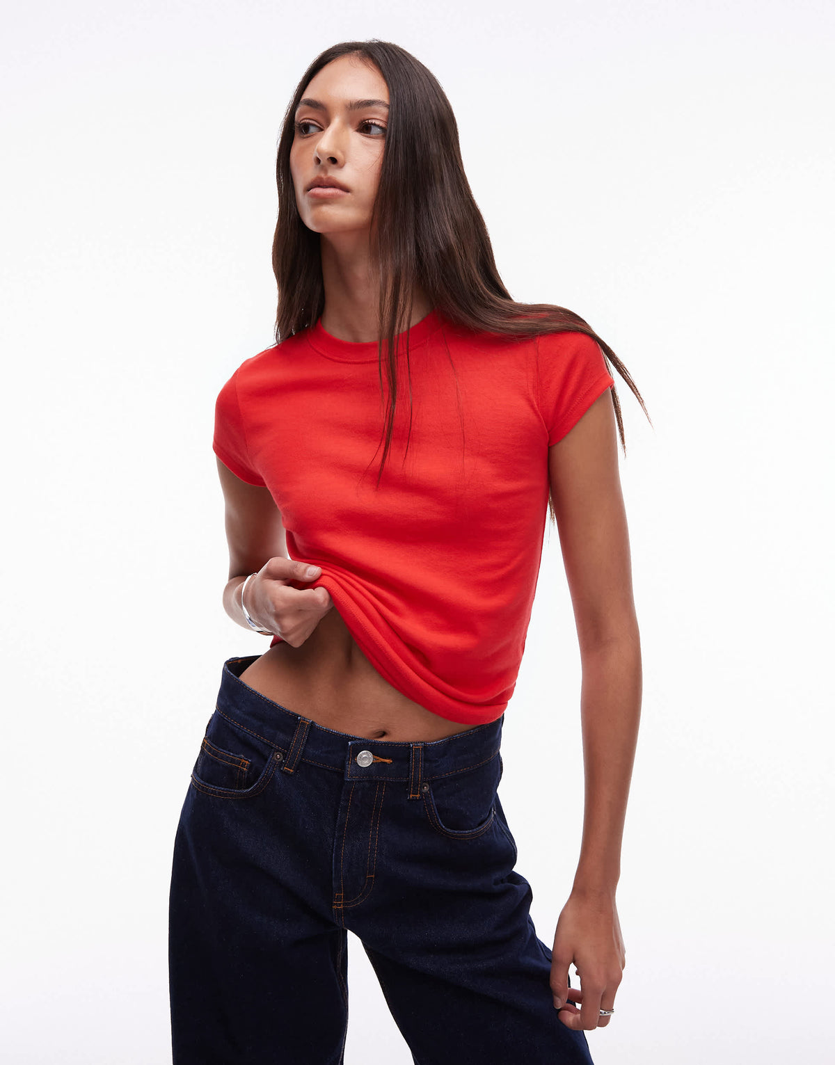 Topshop Tall everyday tee in red