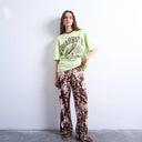 Topshop abstract animal print plisse trousers in brown