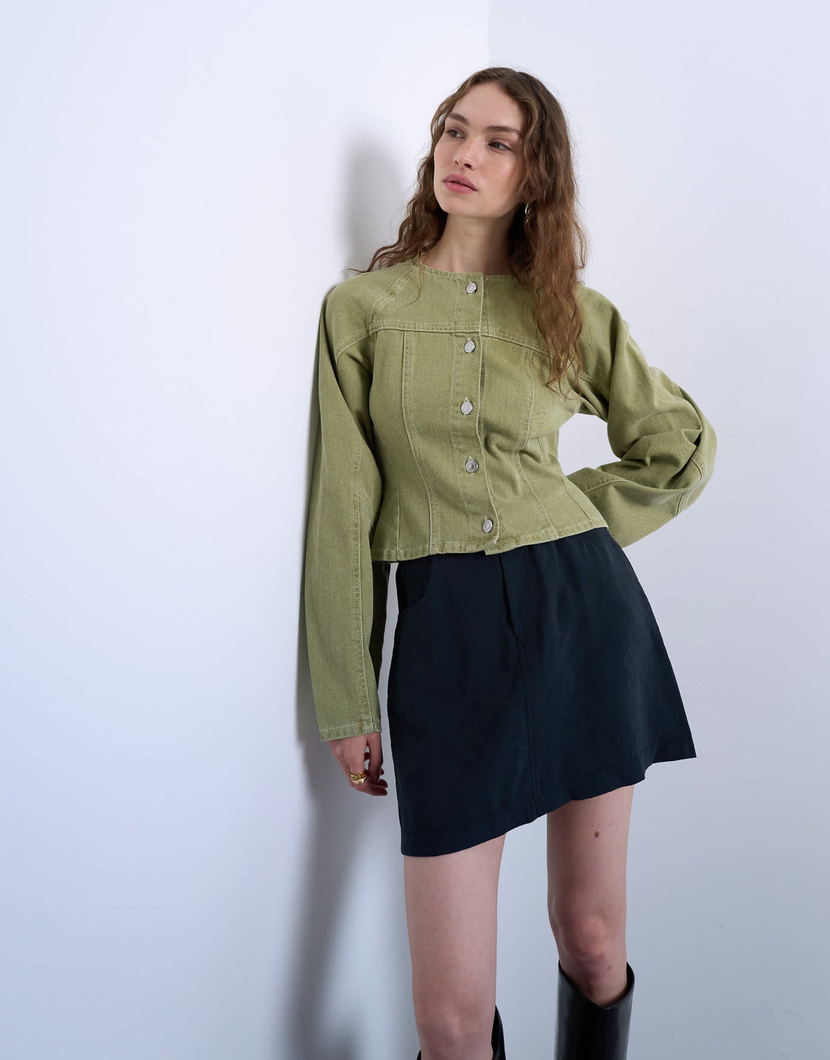 Topshop super soft cupro mini skirt in black