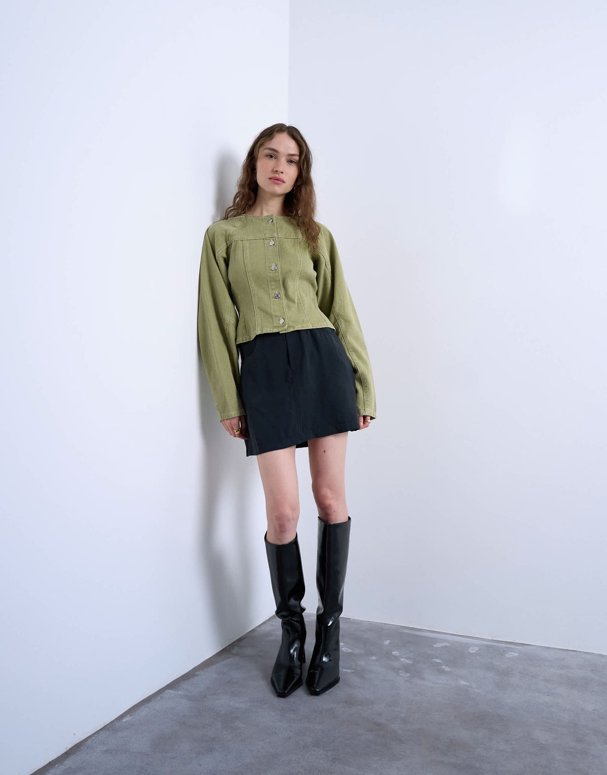 Topshop super soft cupro mini skirt in black