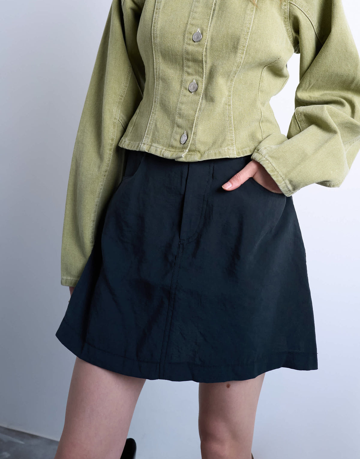 Topshop super soft cupro mini skirt in black